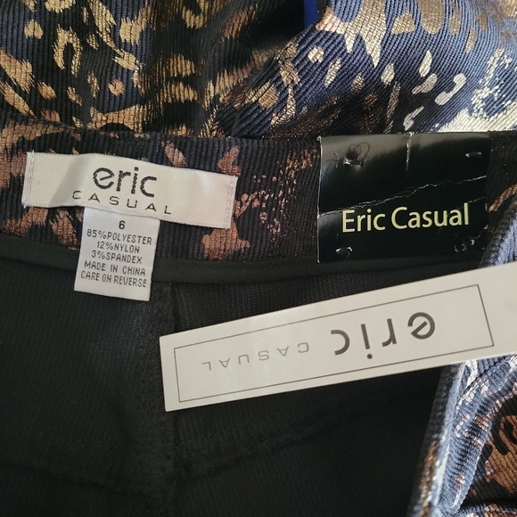 Eric Casual | NWT Women's Black and Gold Metallic Corduroy Leopard Pants - Picture 11 of 11